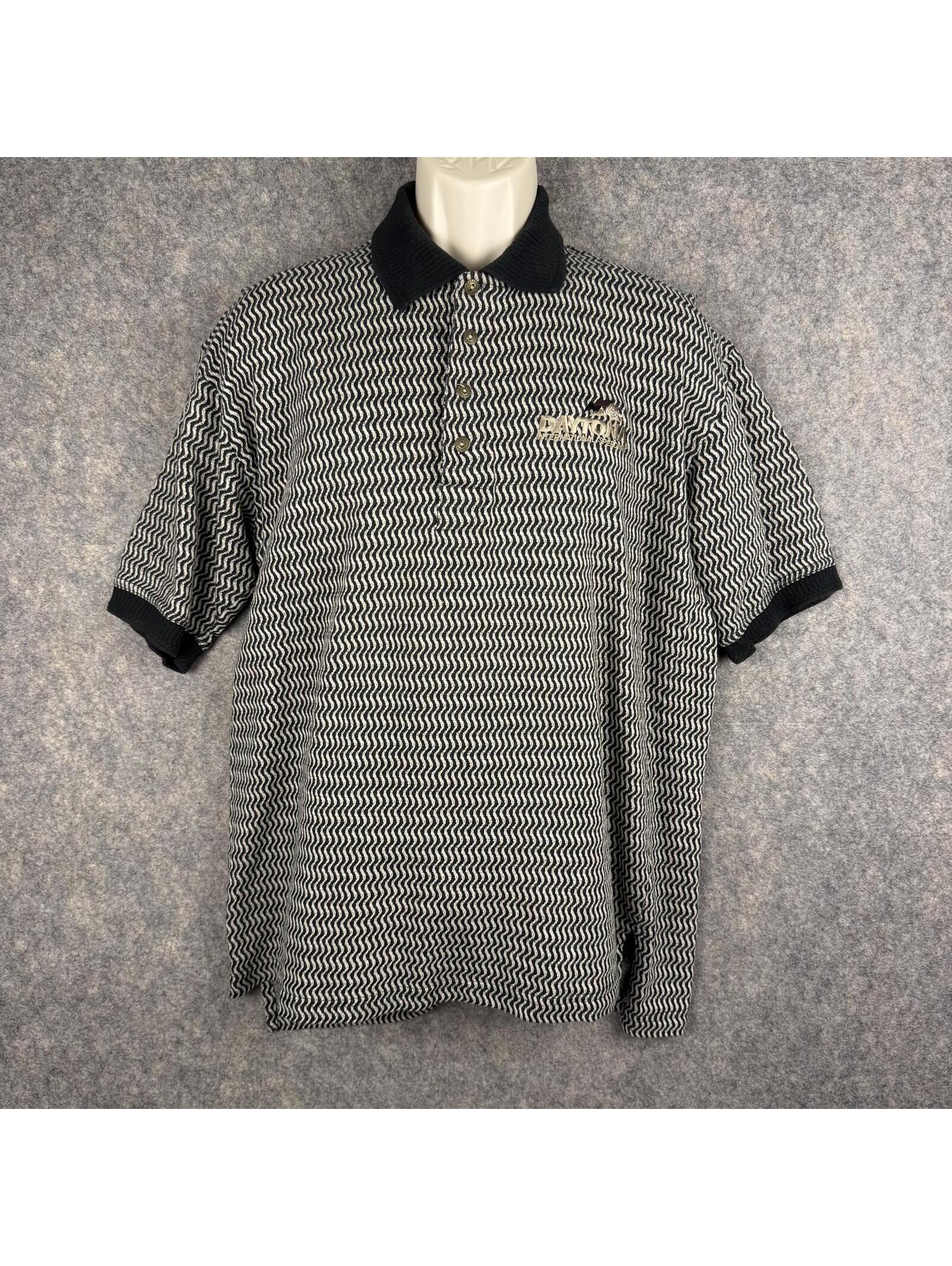 Vintage Official Daytona International Speedway Polo Shirt Black Gold Men Large